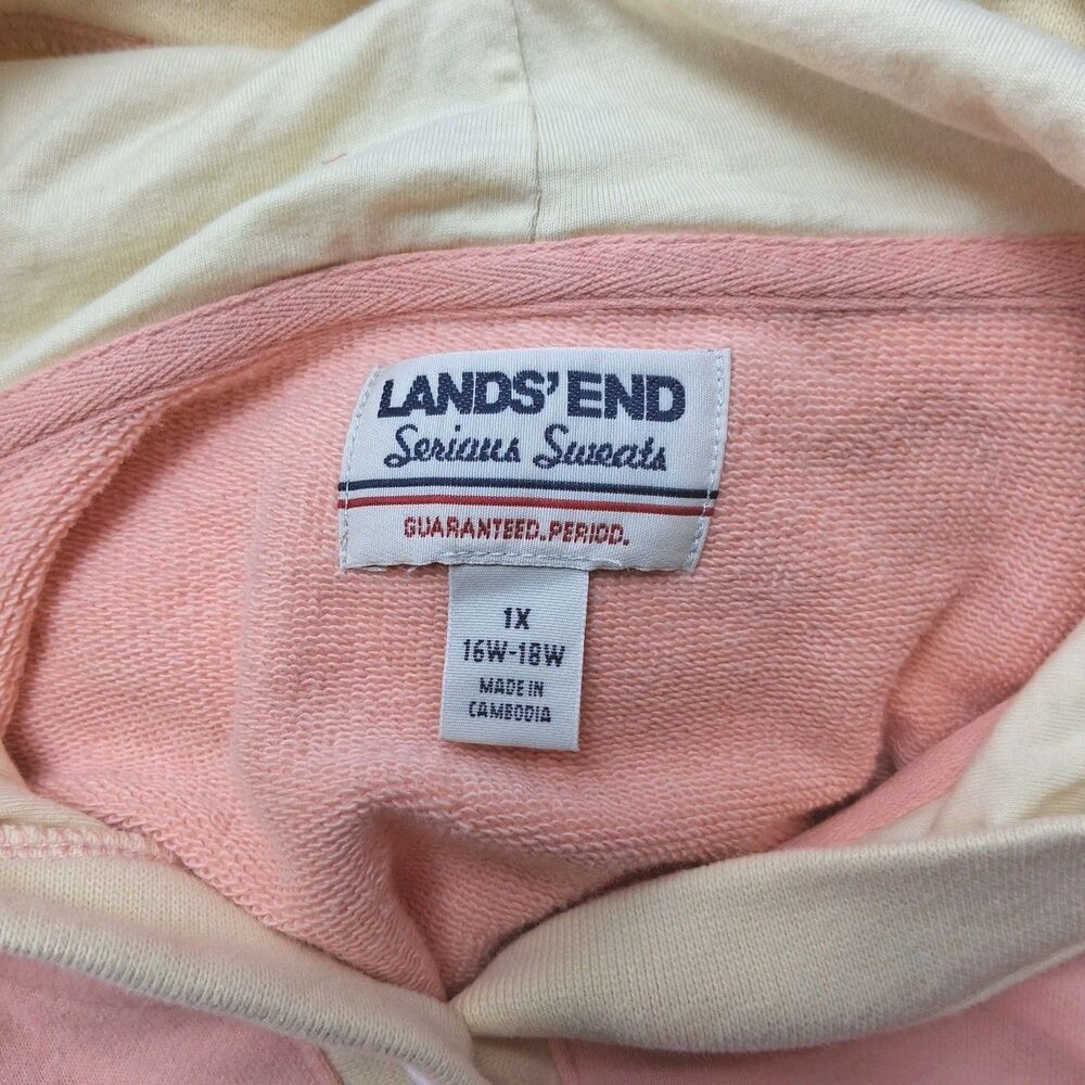Retro 80s Lands End Pastel Colorblock Hoodie Vaporwave 1X Serious Sweats Opalite - Picture 3 of 7